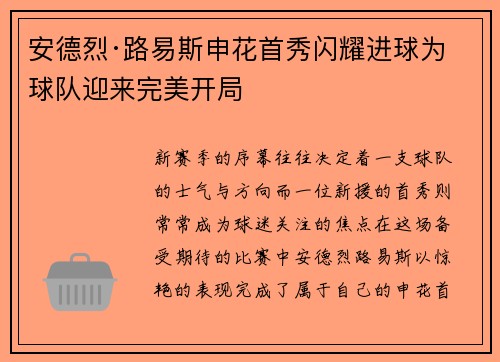 安德烈·路易斯申花首秀闪耀进球为球队迎来完美开局